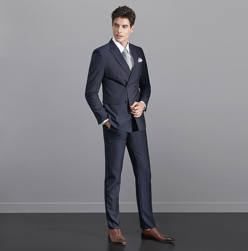 

Classic Double-Breasted Wedding Tuxedos Slim Fit Suits For Men Groomsmen Suit Two Pieces Prom Formal Suits (Jacket+Pants+Tie) 829, Same as image