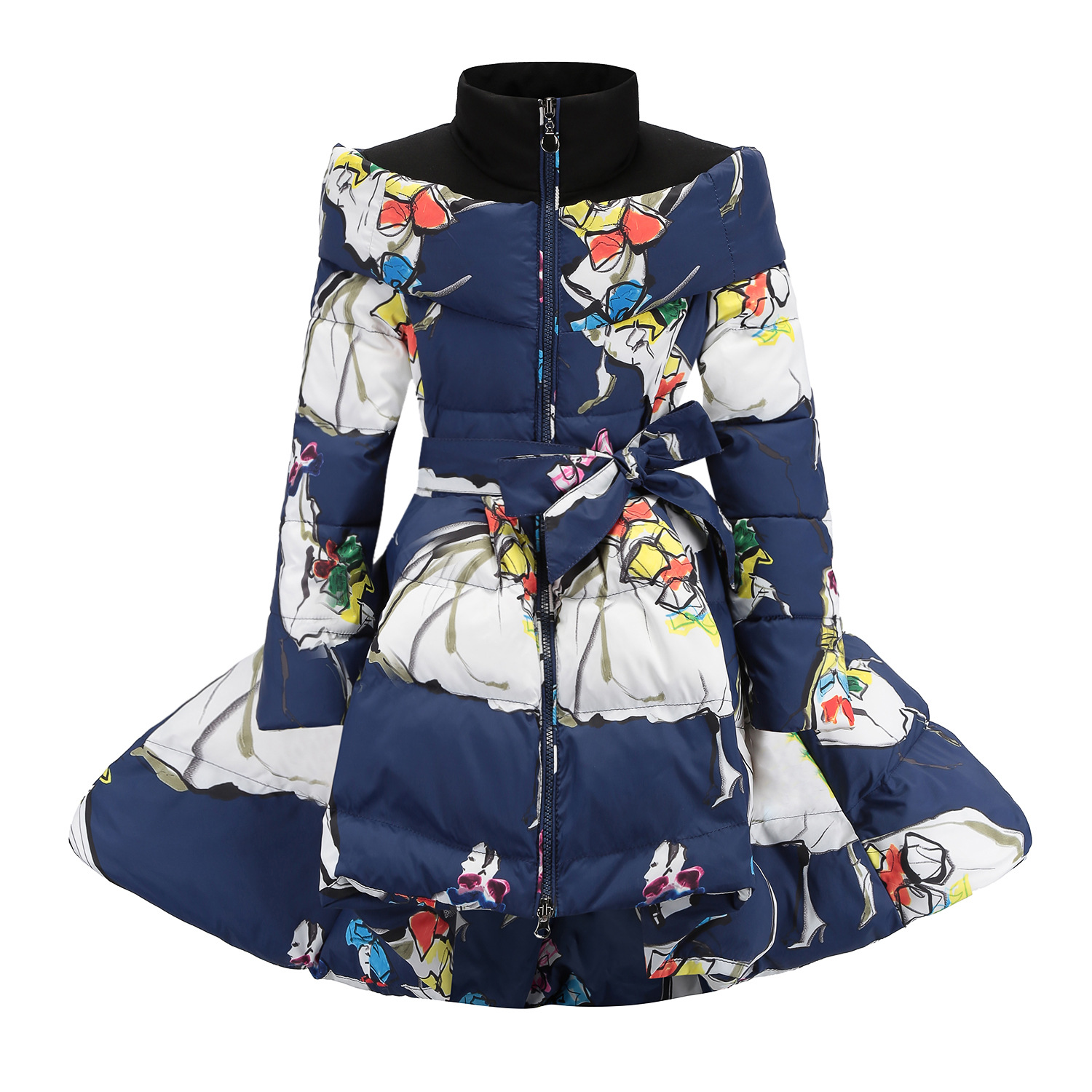 

Winter Girls Down Cotton Coat 4-12T Princess Girl Thickening Warm Long Overcoat 5 Colors Kids Slim Outerwear, Beige