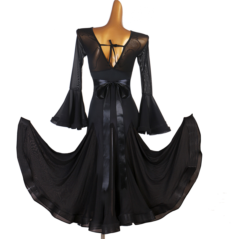 

Ballroom Dance Competition Dresses Women Standard Dance Dresses Spandex Ballroom Standard Latin Dress, Black