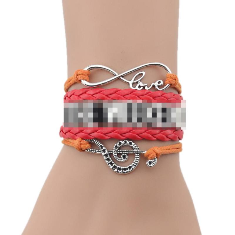 

Infinity love Silver music Charm 4733 Women Bracelet Stacks leather rope wrap bracelets & bangles for women men jewelry