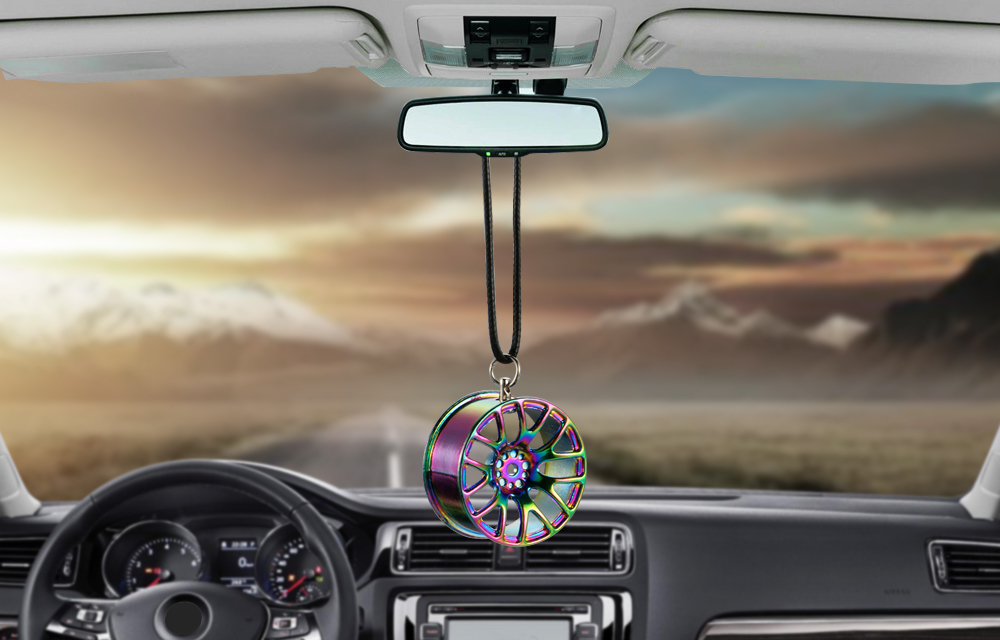 Car Ornament Pendant Metal Wheel Hub Flywheel Hanging Auto Interior