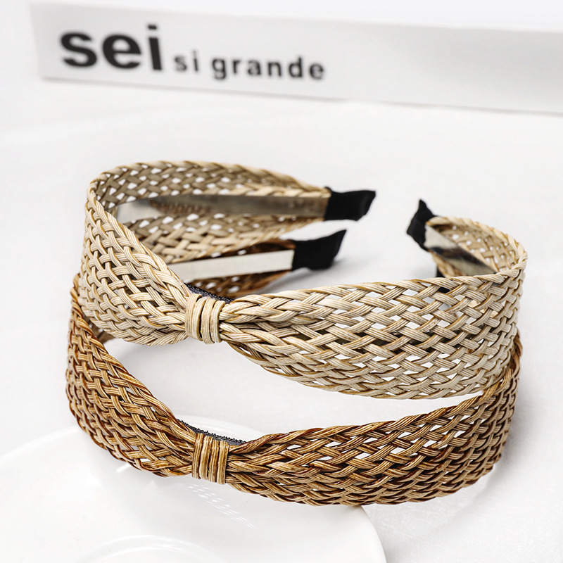 

Haimeikang Fashion Retro Headwear Bezel Hair Hoop Korean Handmade WeavIing Headband High-end Boutique Women Hair Accessories