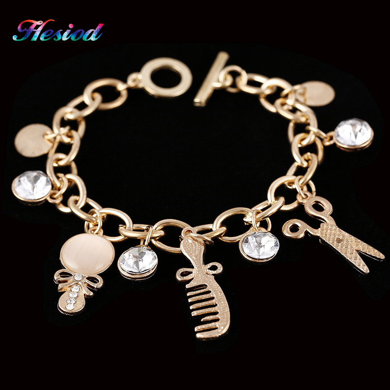 

Anklets Women Gift Fashion Bowknot Comb Charm Bracelet Gold Plate Scissor Pendant Bracelets & Anklet Turkish Jewelry