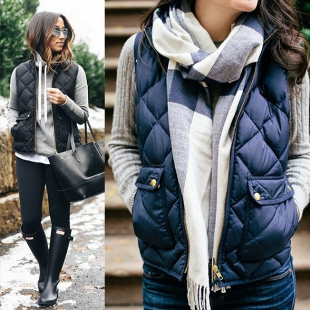 

Fashionable and stylish design Womens Lightweight Sleeveless Stretchy Drawstring high quali Jacket Pocket Vest With Zipper Gift, Black