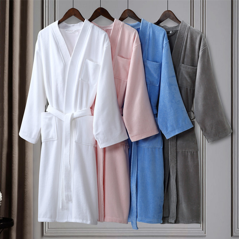 

Beauty Salon Embroider Women Bathrobe With Towel, Light yellow