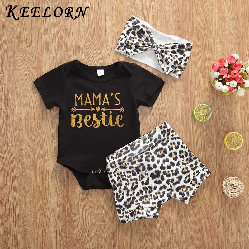 

Keelorn Fashion Infant Baby Girls Summer Outfits Clothes Sets 2pcs Leopard Print T-shirt Top With Shorts Outfit New Boy Clothing, Ah1066black