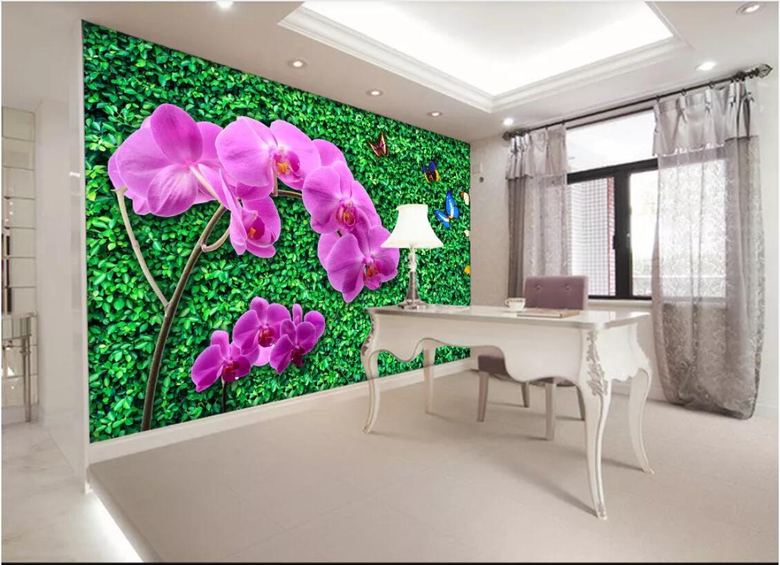 

3d room wallpaper custom photo mural Fresh green rural phalaenopsis background wall home decor wall art pictures wallpaper for walls 3 d, Non-woven fabric