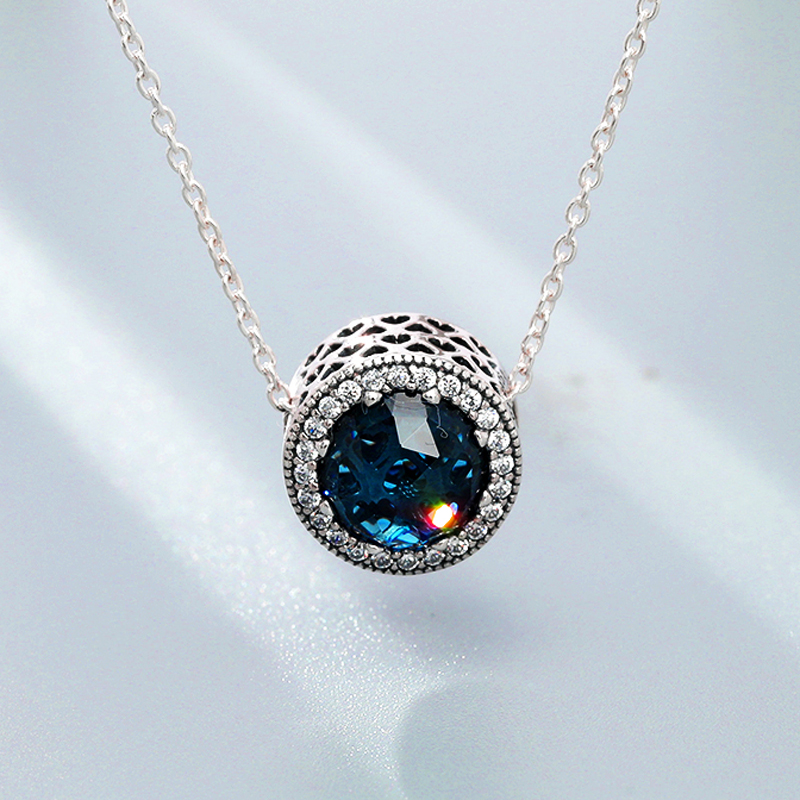 

1pcs Crystal Pendant Necklace Multicolor Stone Fits pandora 45cm+8cm Chain Women Female Birthday Chirstmas Gift N003