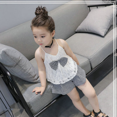 

Children Designer Sets Girls Brand Suits Kids Luxury Tops+Pants Piece Children Fashion Plaid Print Set Bow 2020 New Summer Hot Selling, Aspics