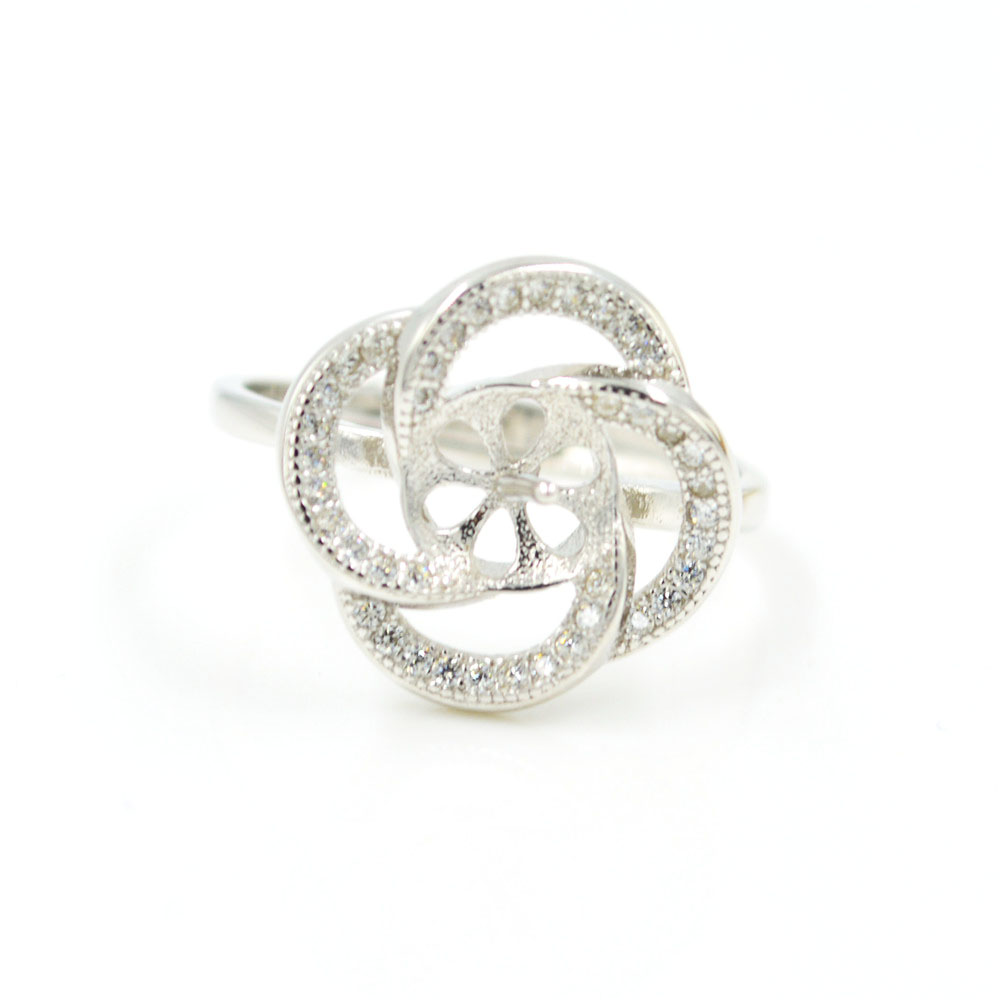 S925 sterling silver ring fittings wholesale sterling silver pearl ring mounts annular support adjustable exquisite sea spray PS4MJZ042-image-446630703