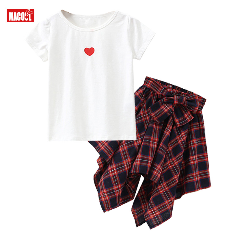 

Girls Sets Clothing Girl Plaid Skirt Suit Kids Clothes Teenage Girls Clothing Outfits Children Fashion Costume Summer Tracksuit, Girl skirt set 02