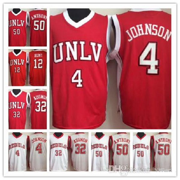 

NCAA UNLV University of Nevada Las Vegas Larry Johnson Jersey College Basketball 32 Stacey Augmon 50 Greg Anthony 12 Anderson Hunt Jerseys, Black