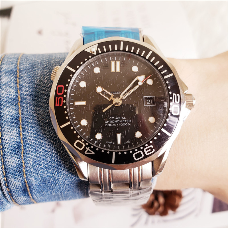 

Top Men Watches auto Limited 50th of James Bond Automatic Movement 007 Watch Ceramic Bezel Sapphire Glass Sport Diver Wristwatch waterproof, Black