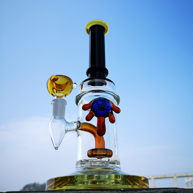 

New Arrival Heady Glass Bong 5mm Thick Water Pipes Oil Dab Rigs Unique Design Showerhead Perc 14mm Female Joint with Bowl CS1223