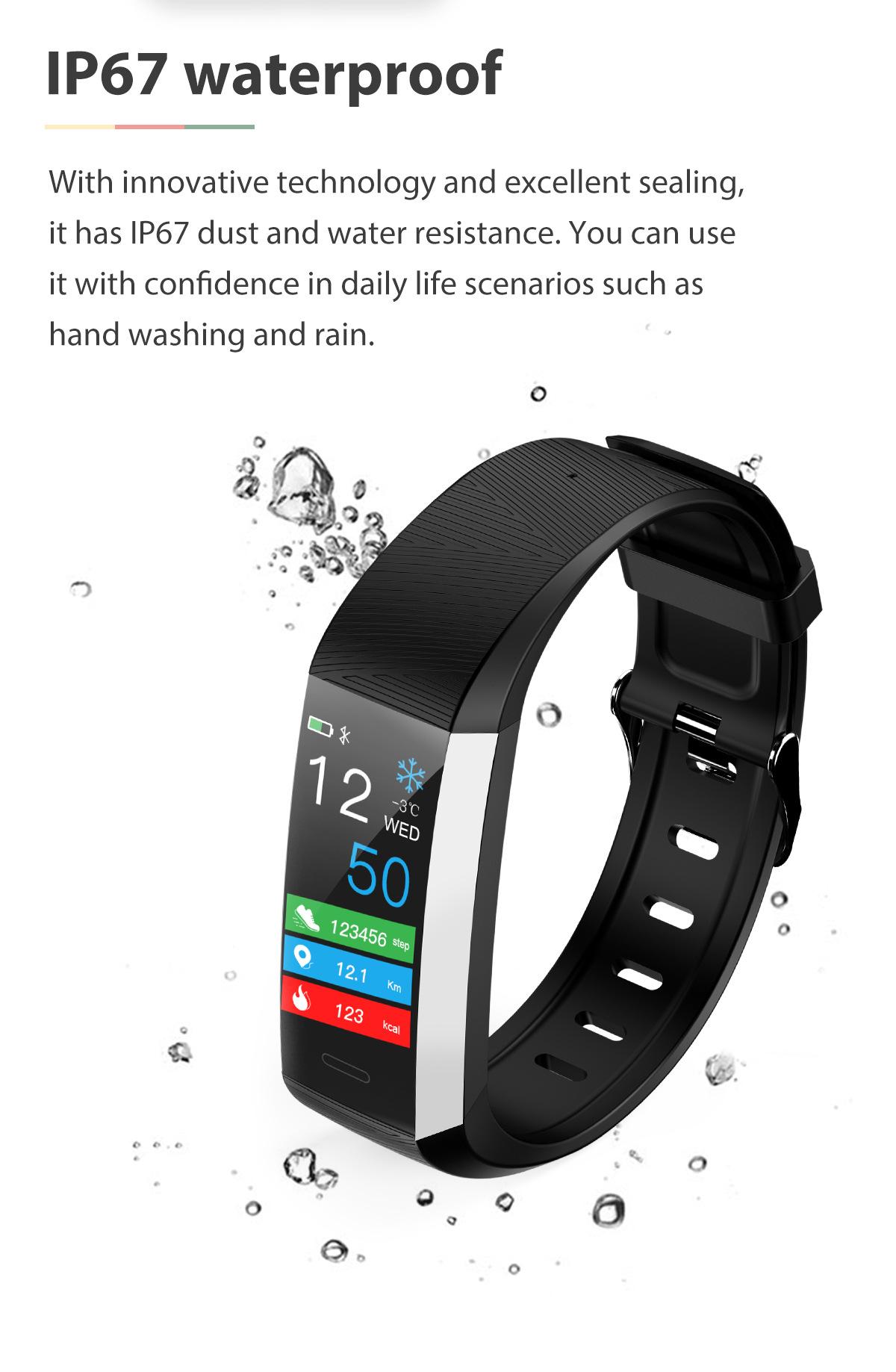 SMART Wristband Thermometer Step Calorie Heart Rate Blood Pressure