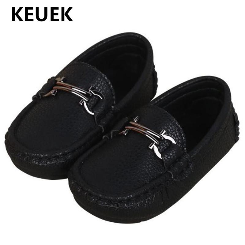 

New Spring/Autumn Flats Children Leather Shoes Boys Black Dress Shoes Baby Toddler Loafers Kids Student 02B