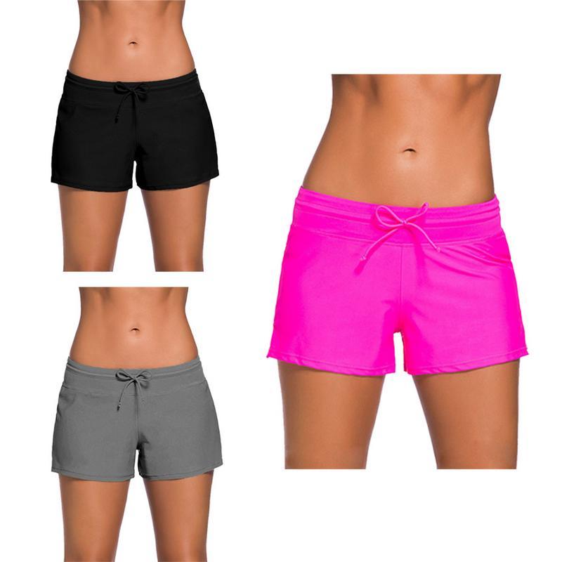 

Outdoor Sports High Waist Workout Yoga Shorts Women Swimsuit Shorts Bottom Boardshort Summer Beach Swimwear Trunks High Quality, Black