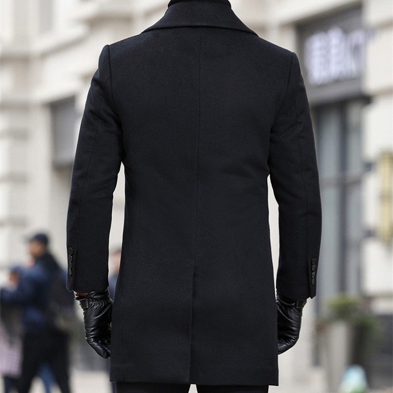 

Men Winter Wool Autumn Woolen Casual Windbreaker Outwear Mens Jacket and Coat Casaco Masculino 8D242 YY829, Black