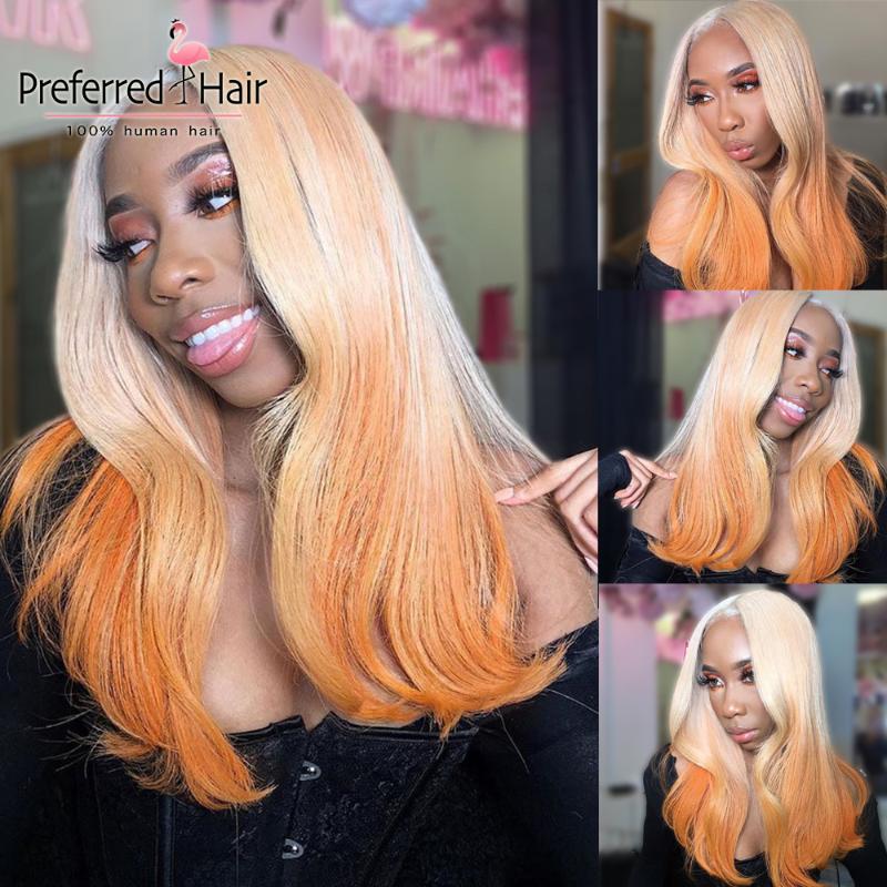 

Preferred 13x6 Lace Front Wig Preplucked Brazilian Remy Wig Ombre Blonde Lace Front Human Hair Wigs For Women