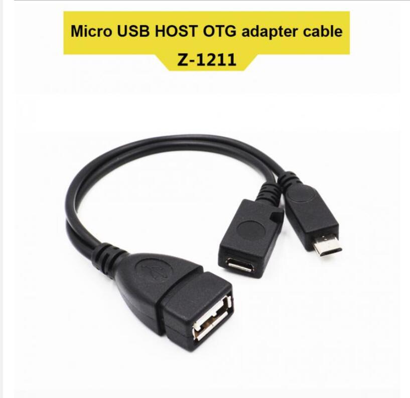 

2 In 1 OTG Micro USB Host Power Y Splitter USB Adapter to Micro 5 Pin Male Female Cable