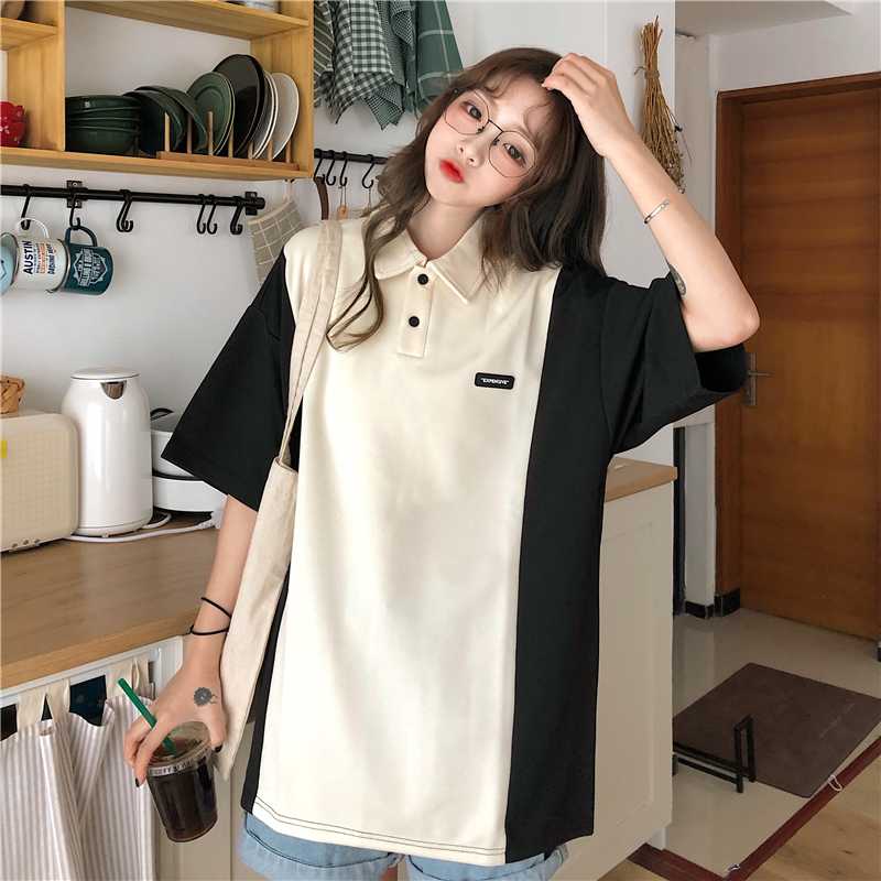 

Black Shirt Women Cotton Casual Loose Apricot Shirt Woman Summer Turn-down Collar Short Sleeve Tops Ladies Tunic Harajuku