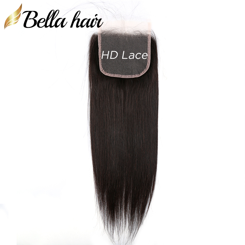 

Bella Hair Lace Closure 4x4 100% Human Virgin HairClosure Free Middle Three Part Top Closures with Baby Hair Natural Color