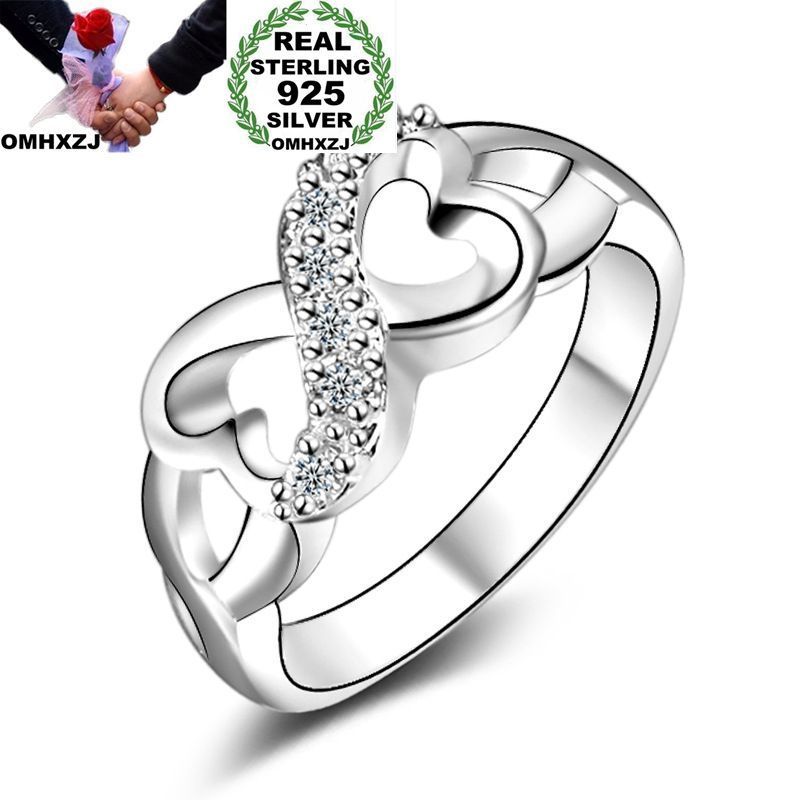 

OMHXZJ Wholesale Personality Fashion OL Woman Girl Party Wedding Gift White Lucky 8 925 Sterling Silver Ring RN124