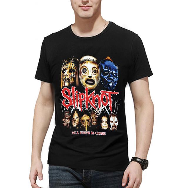 

Men T Shirt Black T -Shirt Summer Style Fashion Men 'S Shirt Cotton Rock Band Slipknot Print Hip Hop Tee Designer