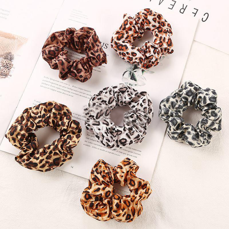 

BRand NEw 6Color Women Girls Chiffon Leopard Elastic Ring Hair Ties Accessories Ponytail Holder Hairbands Rubber Band Scrunchies INS