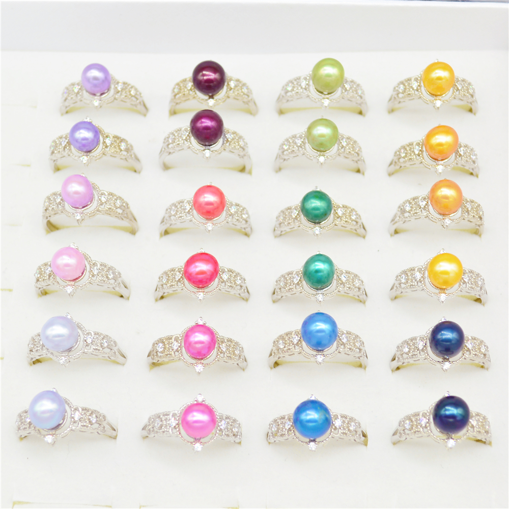 

High quality 30 percent sterling silver Court pearl rings with 6-7 mm freshwater round pearl adjustable for your pearls party free shipping