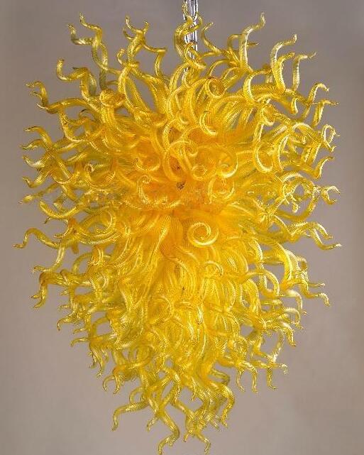 

Modern Art Glass Lamps Lemon Yellow Love Chain Chandeliers LED 110v to 240v Blown Glass Chandelier Lighting