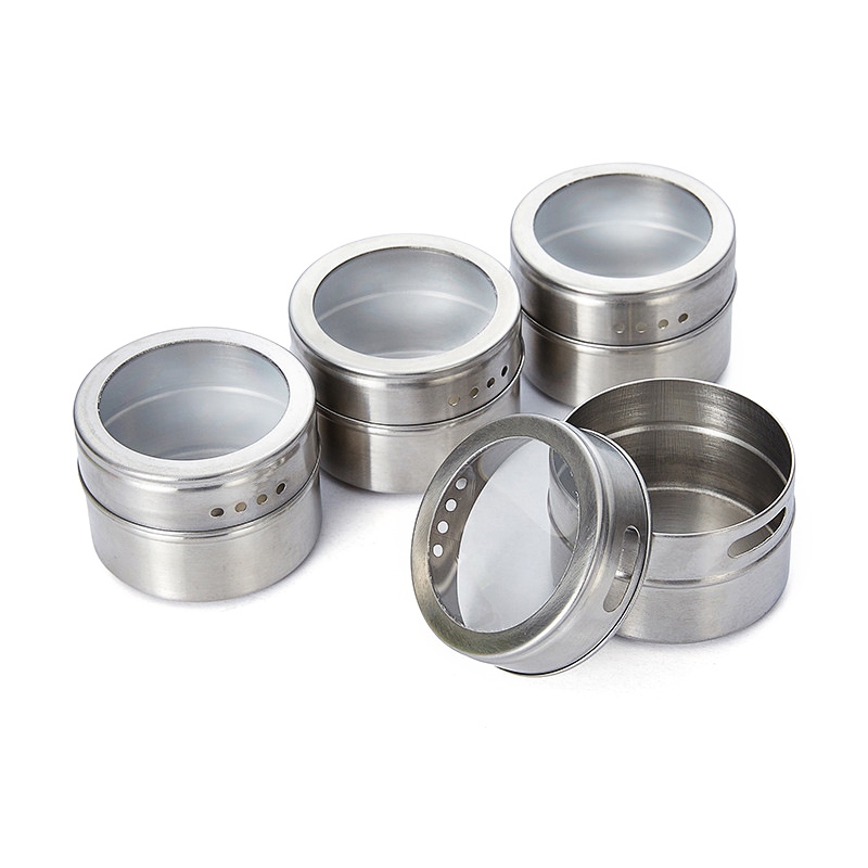 

Stainless Steel Spice Tins BBQ Spice Storage Container Pepper Seasoning Condiment Bottle Camping Picnic Tools