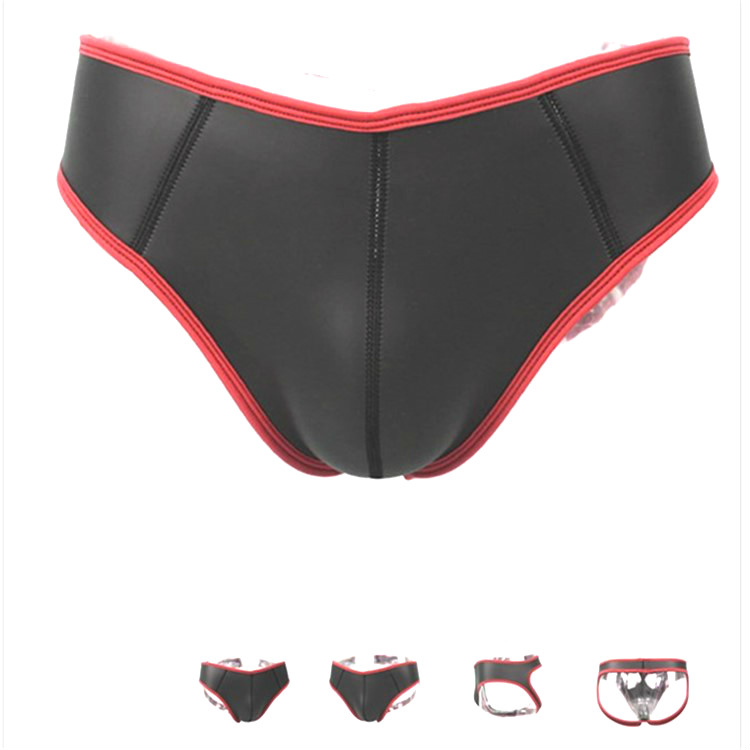 Fétiche néoprène sexy mâle culotte pantalon cul ouvert sous-vêtements costumes sexe fête modèle portant pour hommes gn321102110