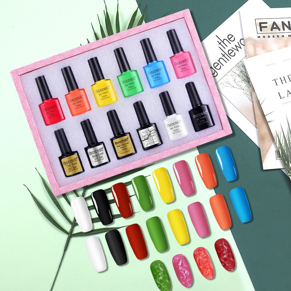 

10ml Soak Off Gel Nail Polish Set Long Lasting Manicure UV Gel Varnish Base and Top Coat Matte Coat Burst Magic Nail Remover Set