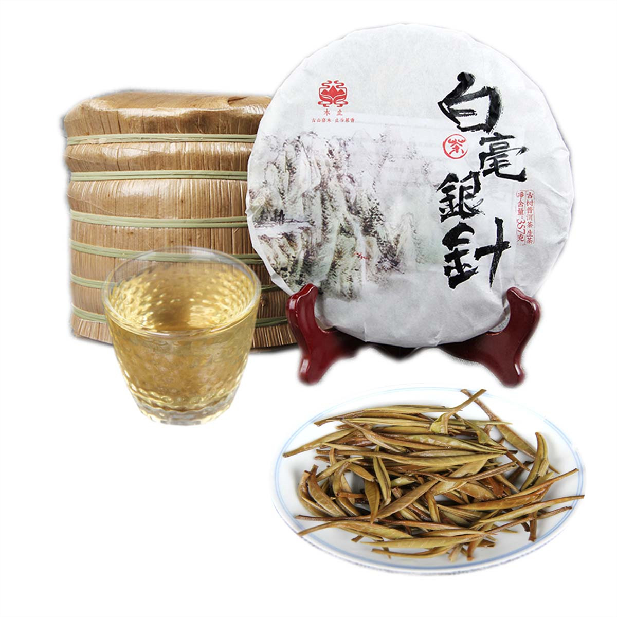 

Preference 357g Pu'er Raw Tea Ancient Tree Pu'er Moonlight White Single Bud Tea White Silver Needle Organic Natural Pu'er Green Food