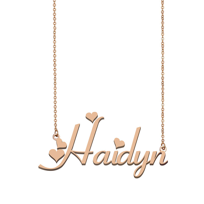 Haidyn Name Necklace Pendant for Women Girlfriend Gifts Custom Nameplate Children Best Friends Jewelry 18k Gold Plated Stainless Steel-image-536303443