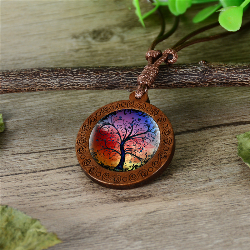 

Tree Of Life Dome Glass Pendant Necklaces Jewelry Vintage Bronze Chains Long Statement Necklaces Gift For Women