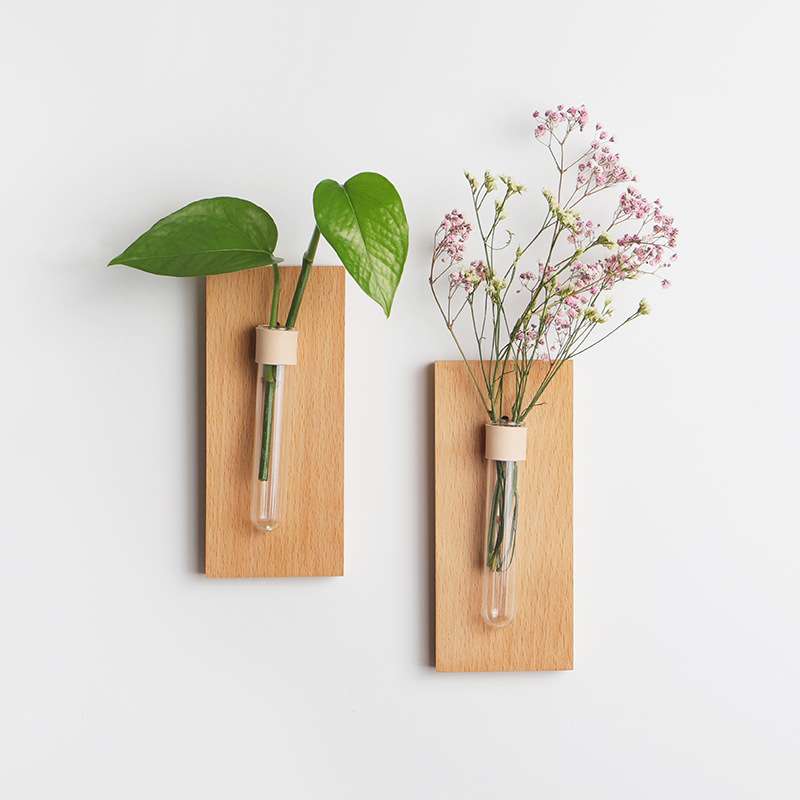 

Terrarium Plant Vase Creative Wooden Wall-mount Flower Vase Home Decoration Accessories Wall
