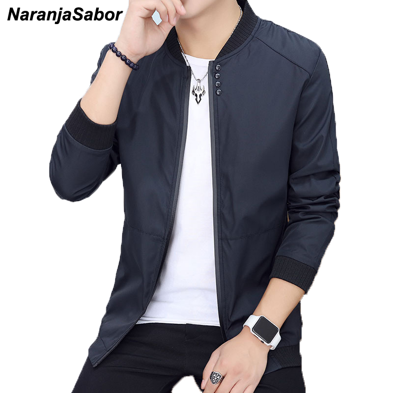 

NaranjaSabor 2018 Spring Autumn Men's Jacket Bomber Jackets Male Clothes Youth Slim Pilot Flight Coat Mens Coats Baseball 4XL, Asian size black