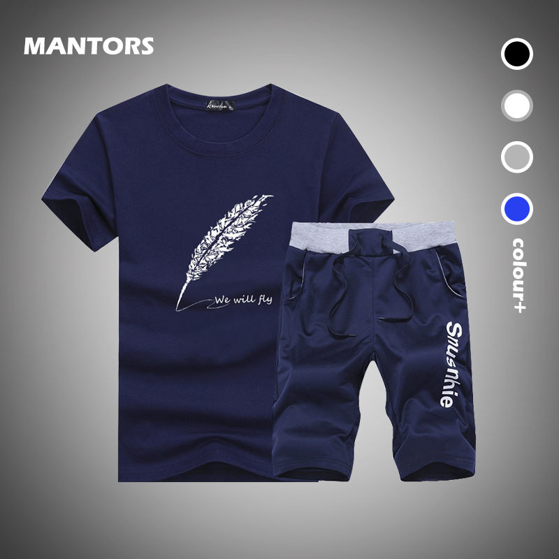 Summer Casual Hommes Set Sleeve SkinSuit 2020 Slim Slim Sportswear T-shirts T-shirts Deux morceaux Set Homme Courts Cuissards Vêtements de gym T2