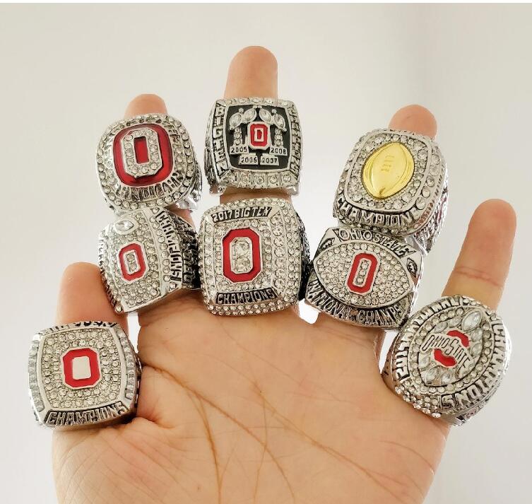 

8PCS Ohio State Buckeyes National Champion Championship Ring Set solid Men Fan Brithday Gift Wholesale Drop Shipping
