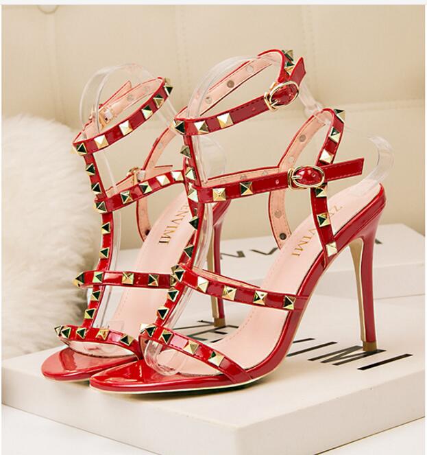

2020 womens slingbacks designer gladiator sandals women rivet shoes black red nude white italian brand sexy extreme high heels pumps 34-39, Grey