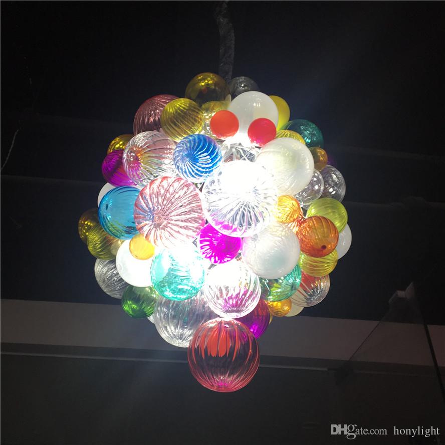

LED Pendant Light Lamp Hand Blown Glass Balls Chandelier Art Small Chandeliers House Decoration