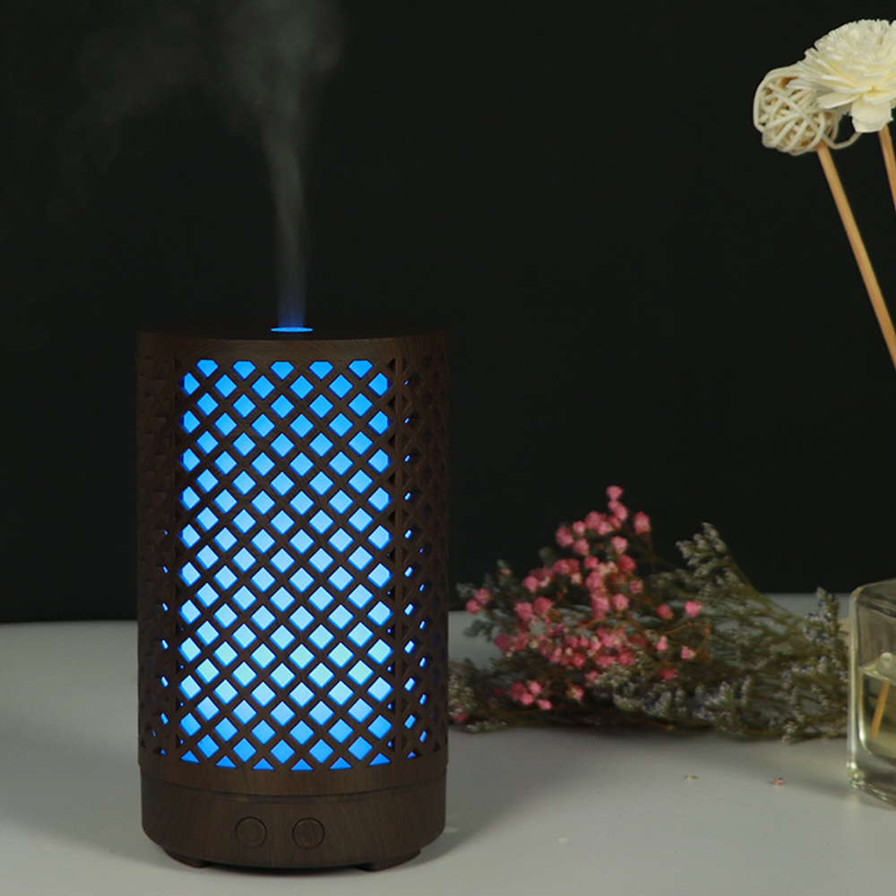 

kbaybo 100ml electric aroma diffuser wood ultrasonic air humidifier aromatherapy cool mist maker colorful night light for home