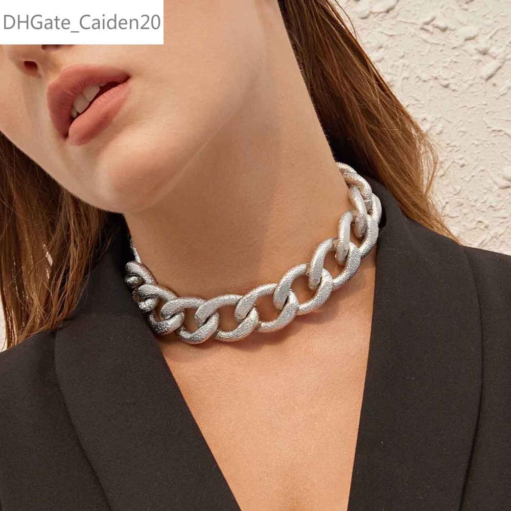 

Chunky Thick Curb Miami Cuban Choker Necklace Collar Punk Hip Hop Heavy Metal Chain Necklaces For Women Men Jewelry