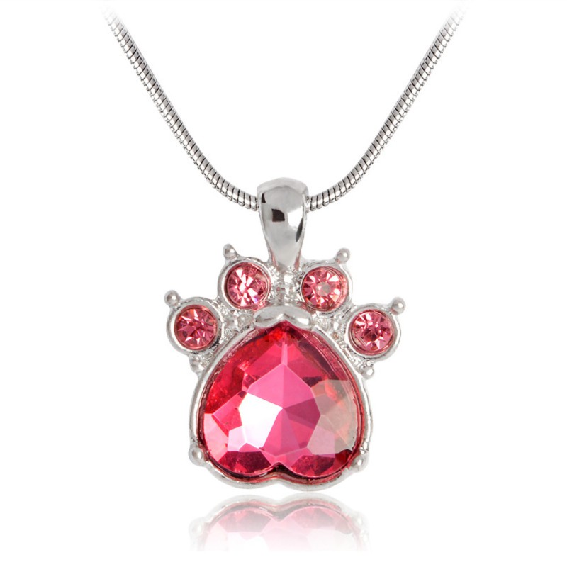 

Valentine's Day Gift All- Necklace Rhinestone Foot Print Charm Stone Jewelry Gift Necklace Pendants