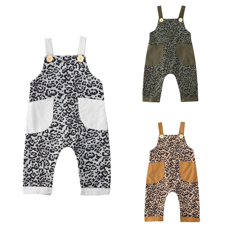 

Summer Newborn Kids Baby Boy Girl Leopard Jumpsuit Romper Playsuit One-Piece Clothes Kids Overalls, Gray