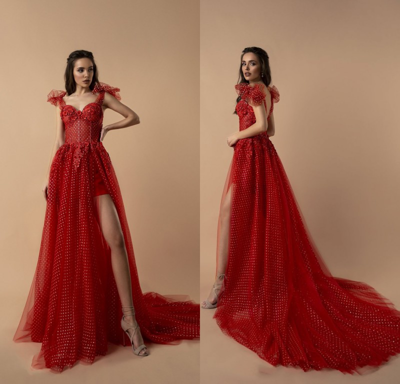 

2019 Berta Sexy Prom Dresses Side Split V Neck Beaded A Line Sweep Train Backless Evening Gowns Custom Cheap Formal Party Dress, Royal blue