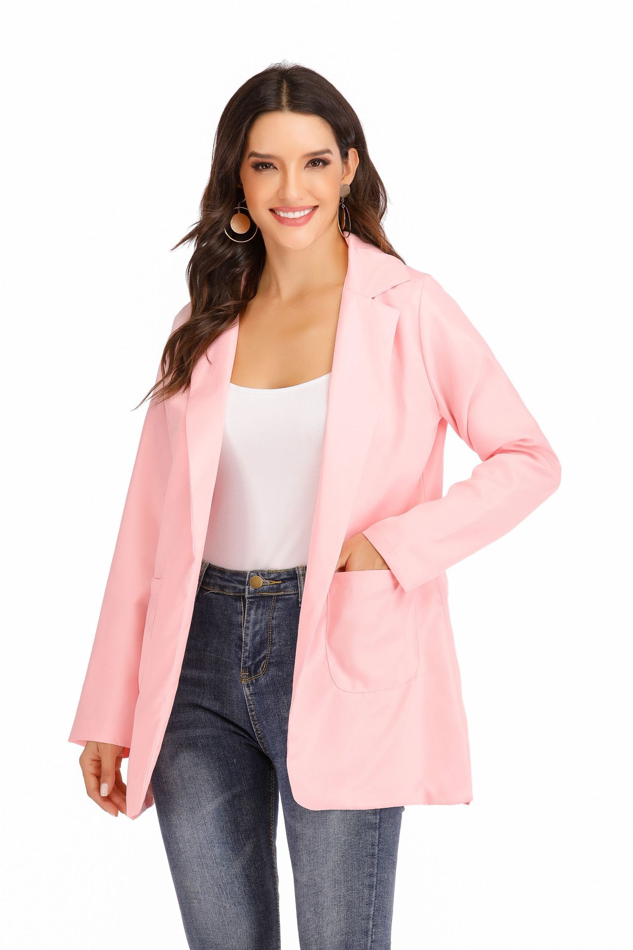 Formal Plain Blazer Elegant Coat