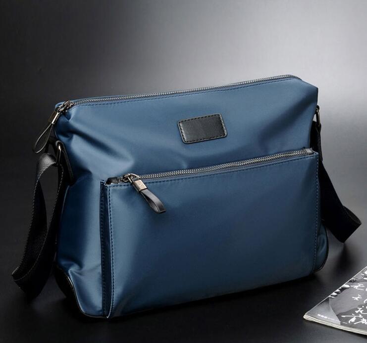 

wholesale men handbag new white leather fashion shoulder bag waterproof Oxford cloth men messenger bag street fashion Oxford cloth fashion b, Black(boutique box)